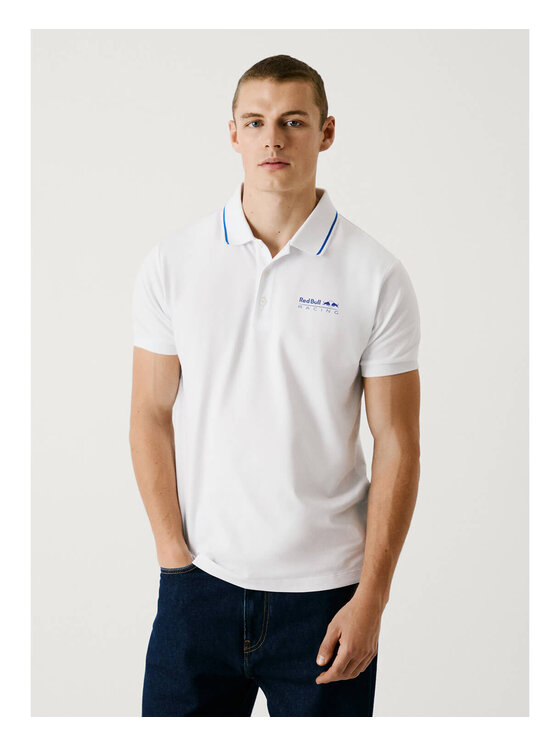 Pepe Jeans Pepe Jeans Polo Red Bull Racing Printed Logo Pique 2025 Biały Regular Fit