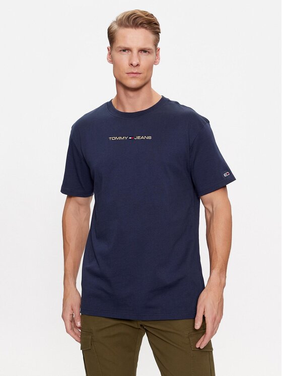 Tommy Jeans Tommy Jeans Tricou Classic Gold Linear DM0DM17728 Bleumarin Classic Fit