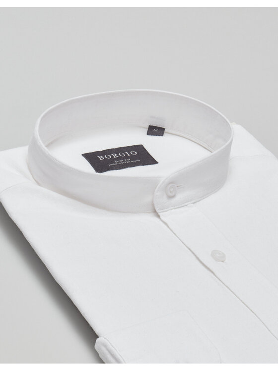 Borgio Borgio Koszula lentane Biały Slim Fit