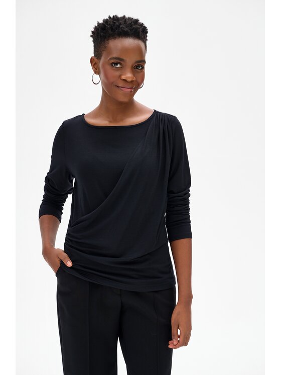 blue shadow blue shadow Bluzka Nanu Czarny Regular Fit