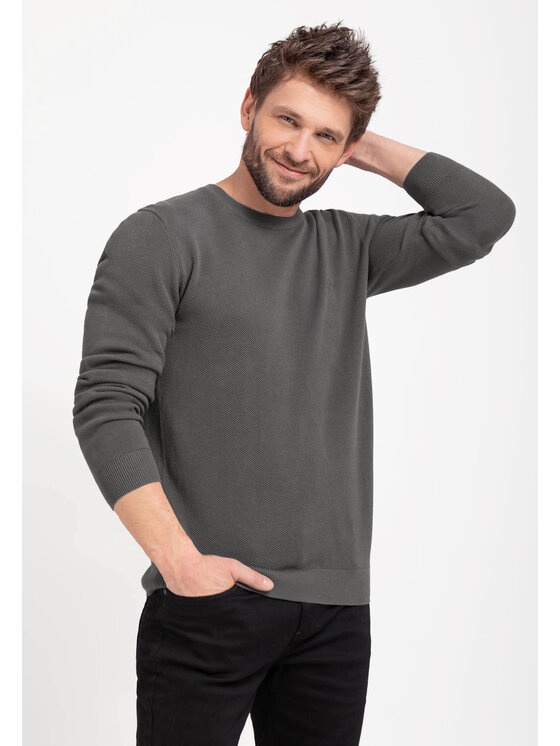 Volcano Volcano Sweter S-MIKO Szary Regular Fit
