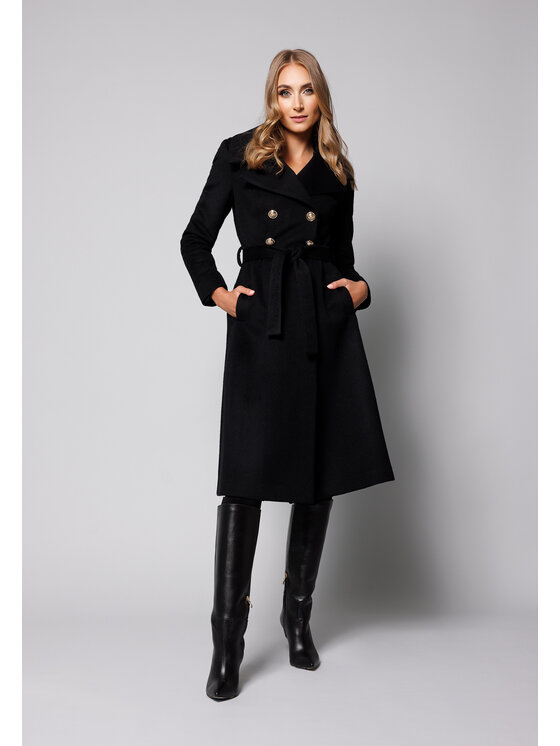 Kasia Zapała Kasia Zapała Płaszcz wełniany Romeo Czarny Slim Fit