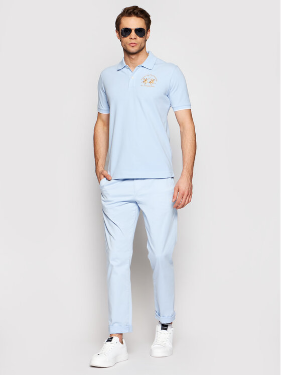 La Martina La Martina Polo majica CCMP01 PK001 Svetlo modra Regular Fit