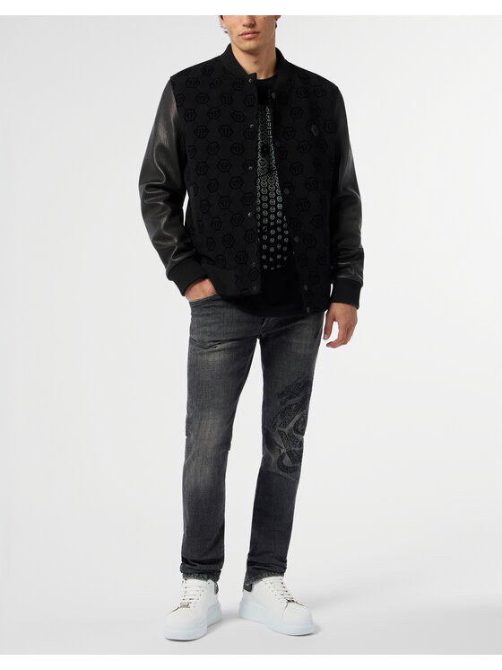 PHILIPP PLEIN PHILIPP PLEIN Kurtka bomber 29814 Czarny Regular Fit