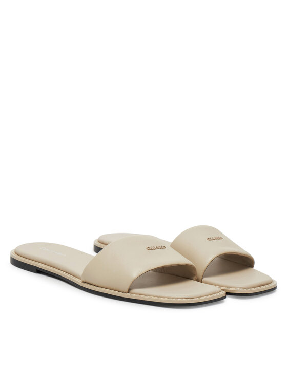 Calvin Klein Calvin Klein Klapki Flat Sandal Square Hf Lth HW0HW02652 Beżowy
