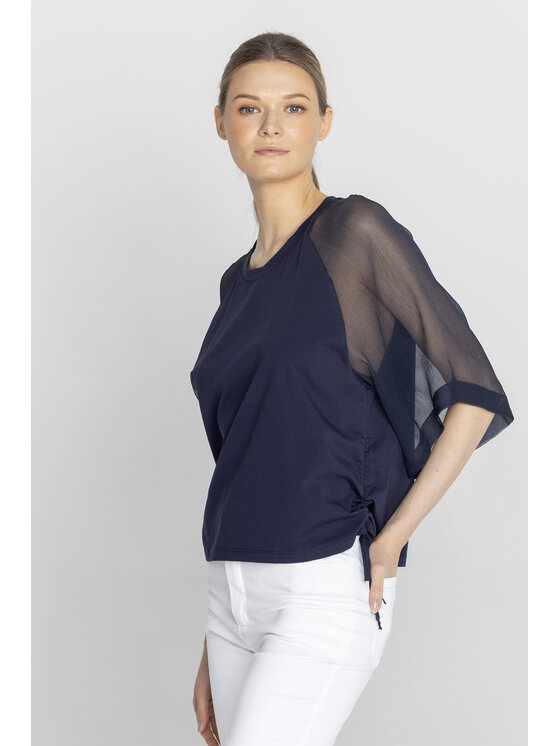 Deni Cler Milano Deni Cler Milano Bluzka W-DC-1224-F2-H9-58-1 Granatowy Regular Fit