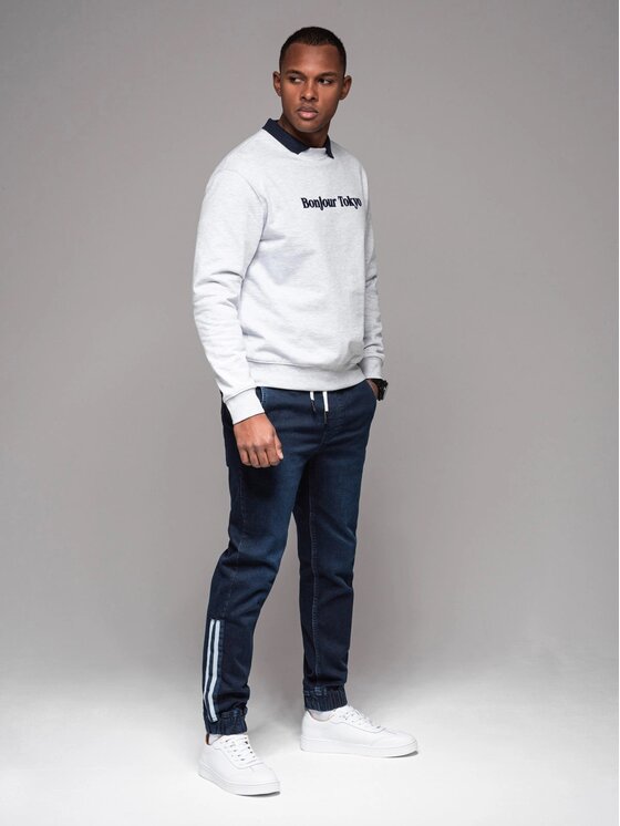 Ombre Ombre Joggers kalhoty OM-PADJ-0156 Modrá Regular Fit