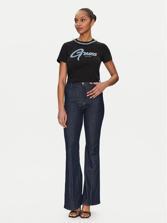 Guess Guess Tricou W5GI03 I3Z14 Negru Regular Fit