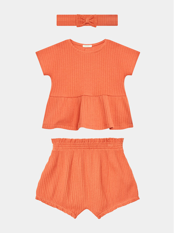 United Colors Of Benetton Súprava Tričko a šortky 34F2AK004 Oranžová Regular Fit