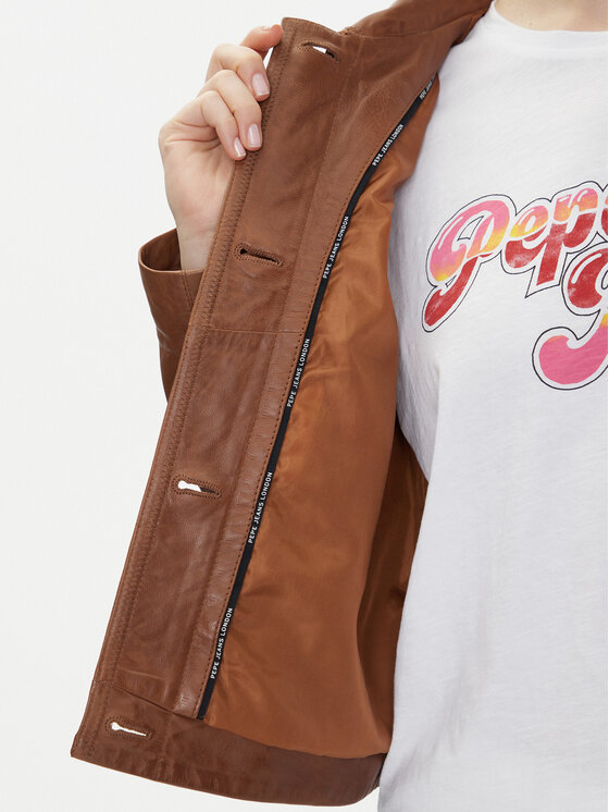 Pepe Jeans Pepe Jeans Usnjena jakna Hillary PL402542 Rjava Regular Fit