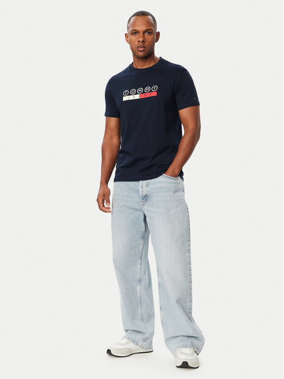 Tommy Jeans Tommy Jeans Тишърт Dna Play DM0DM23715 Тъмносин Slim Fit