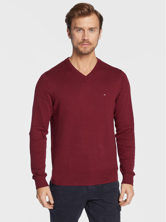 Tommy Hilfiger Džemperis Pima MW0MW28047 Bordo Regular Fit