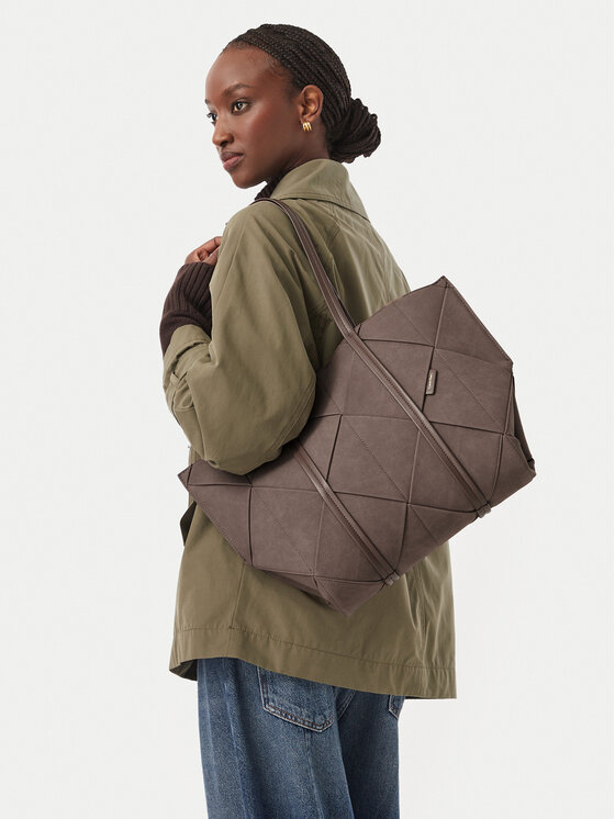 Calvin Klein Ročna torba Woven Sueded Carryall LV04F3695G Rjava