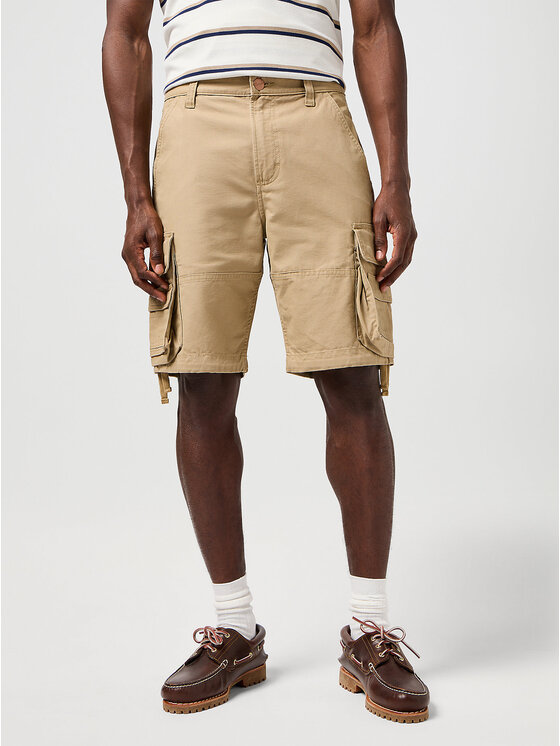 Wrangler Wrangler Szorty materiałowe CJ CARGO SHORT Brązowy Regular Fit