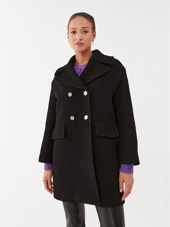 PINKO Pinko Volneni plašč Effetto 101747 Y7DY Črna Regular Fit