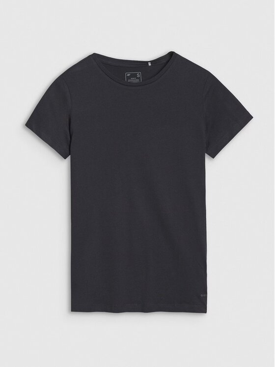 4F 4F Tričko 4FWSS25TTSHF1995-20S Čierna Slim Fit