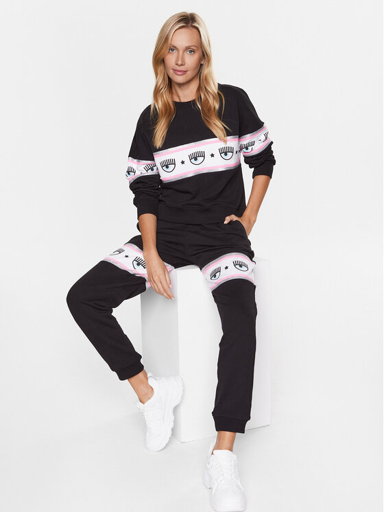 Chiara Ferragni Chiara Ferragni Donji dio trenerke 74CBAF01 Crna Regular Fit