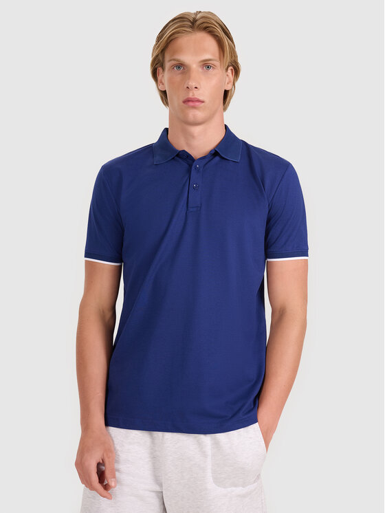 4F 4F Polo MIDSHOP TEXTILE Granatowy Regular Fit