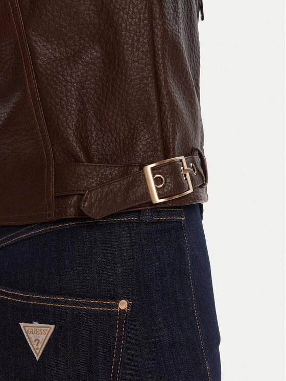 Guess Guess Kurtka z imitacji skóry W5YL19 WHDS0 Brązowy Regular Fit