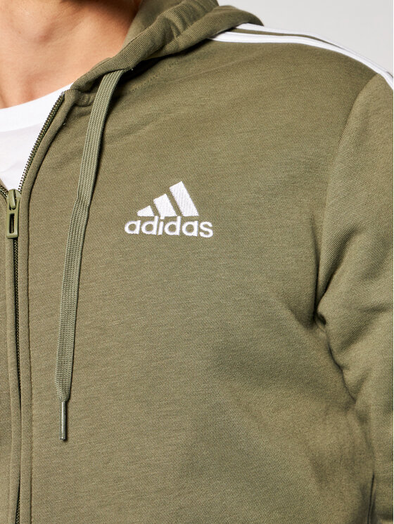 adidas Mikina Essentials Fleece 3-Stripes GK9052 Zelená Regular Fit •  Modivo.sk