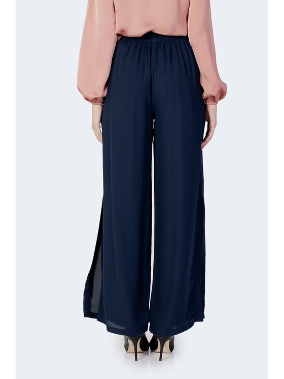 Akè Akè Pantaloni da donna TINTA UNITA Blu Palazzo Fit