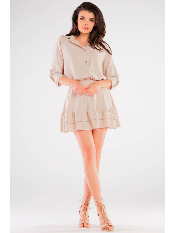 Awama Awama Koszula A425 Beżowy Basic Fit