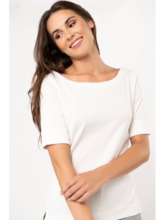 QUIOSQUE QUIOSQUE Blúzka 22-TD-BS1 Écru Regular Fit