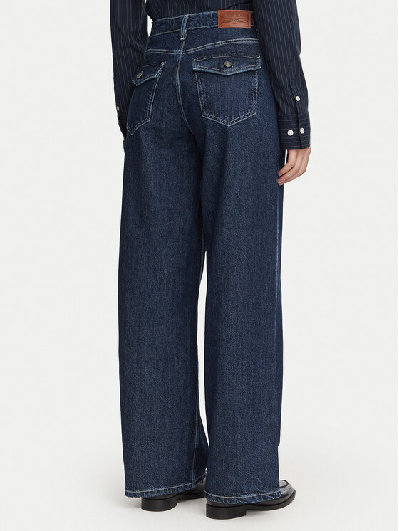 Guess Jeans Guess Jeans Džínsy W6YA01 D1178 Tmavomodrá Wide Leg