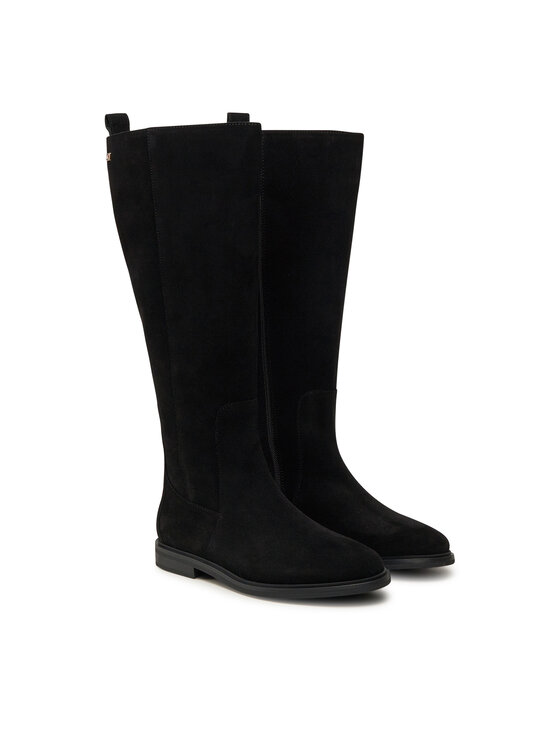 Tommy Hilfiger Tommy Hilfiger Μπότες Flag Suede Long Boot Zip FW0FW08178 Μαύρο