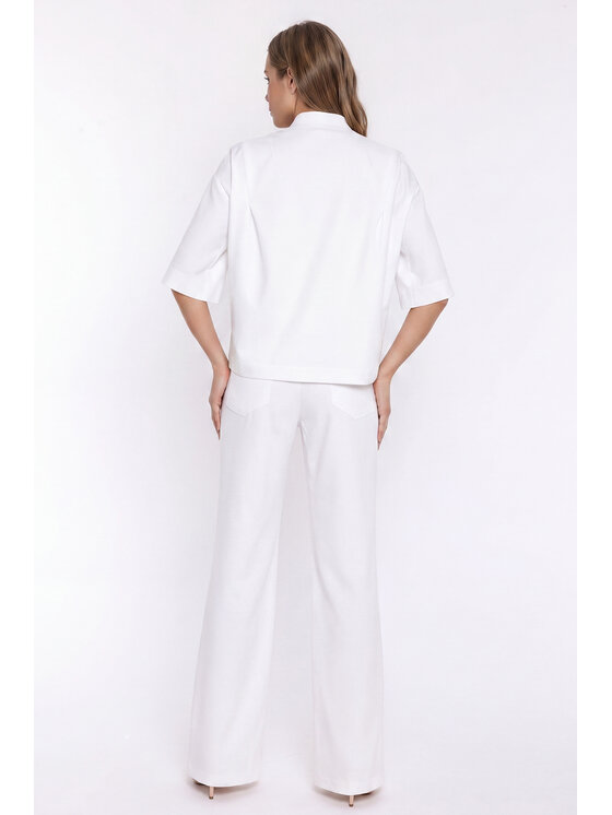 NIFE NIFE Kalhoty z materiálu SD140 Bílá Bootcut Fit