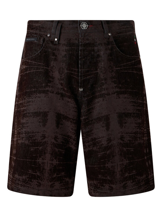 PHILIPP PLEIN PHILIPP PLEIN Szorty jeansowe 31237 Czarny Loose Fit