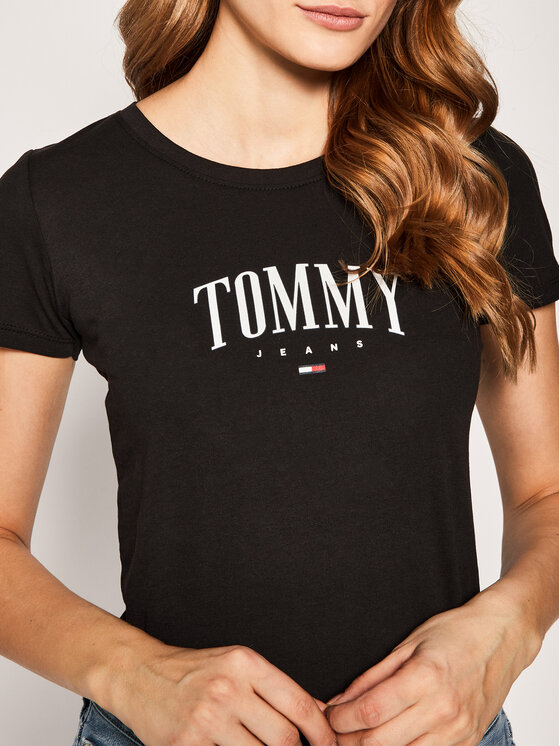 Tommy Jeans Tommy Jeans Tricou Script DW0DW08061 Negru Slim Fit