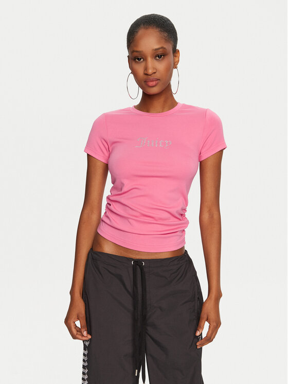 Juicy Couture Juicy Couture T-krekls Dot Ruched JCWCT24311 Rozā Slim Fit