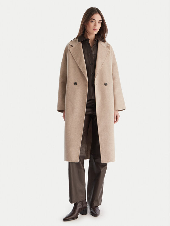 ViCOLO ViCOLO Palton de lână TF0003 Bej Regular Fit