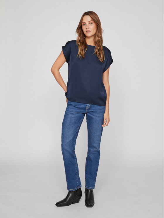 Vila Vila Tricou Ellette 14059563 Bleumarin Regular Fit