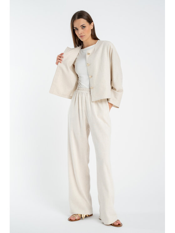 CLICK CLICK Μπόμπερ μπουφάν 71-0034 Μπεζ Loose Fit