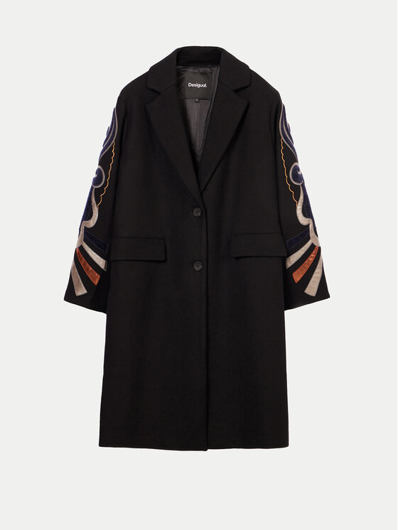 Desigual Desigual Vlněný kabát Cracovia 24WWEWBA Černá Regular Fit