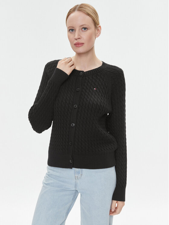 Tommy Hilfiger Cardigan Co Mini WW0WW40265 Negru Regular Fit