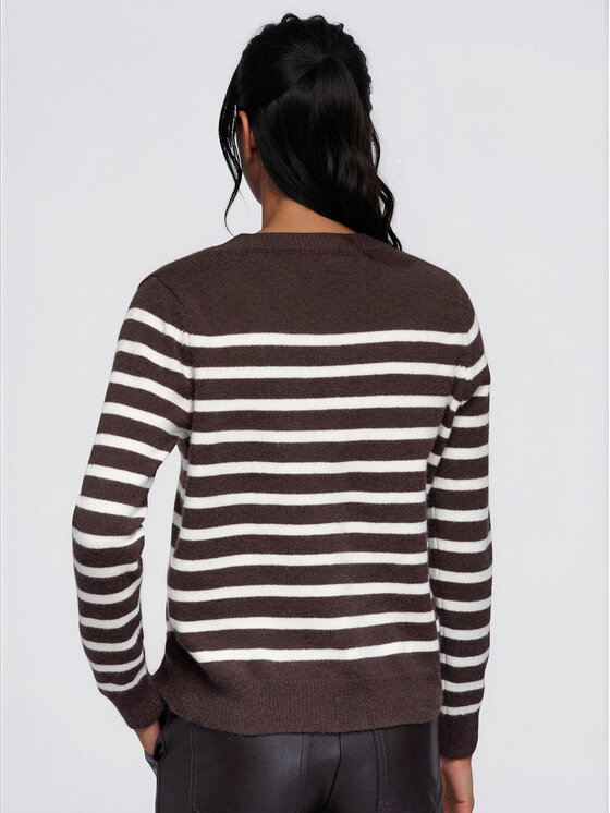 Ombre Ombre Sweter OW-SW-E0026 Brązowy Regular Fit
