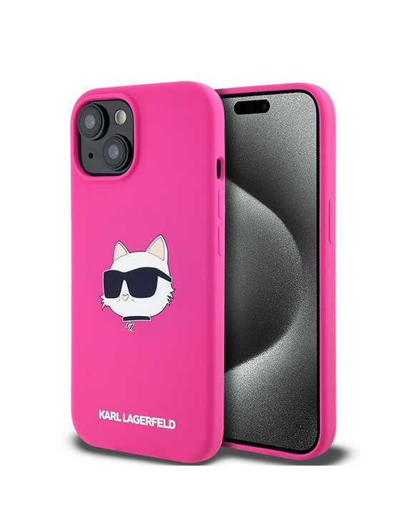 Etui na telefon KARL LAGERFELD, Różowe, Apple iPhone 15 Plus