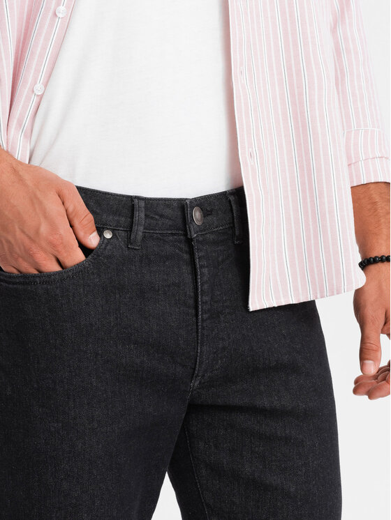 Ombre Ombre Jeansy OM-PADP-0152 Czarny Regular Fit