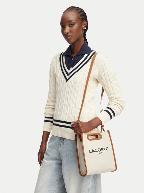 Lacoste Geantă Small Heritage Canvas Tote NF5232TD Crem
