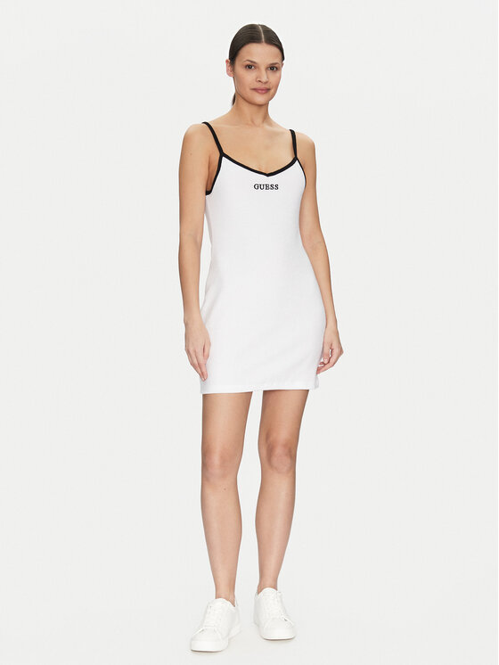 Guess Guess Rochie de zi E5GK15 KCQV1 Alb Bodycon Fit