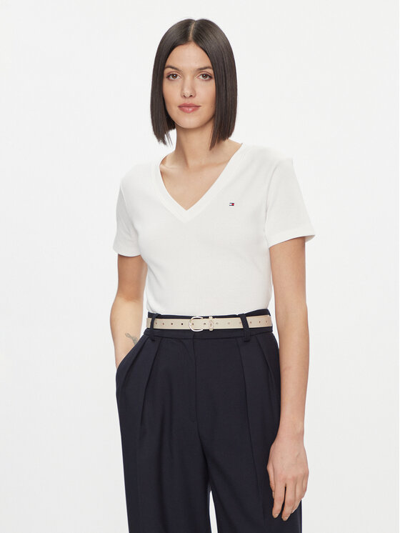 Tommy Hilfiger Tommy Hilfiger T-särk New Cody WW0WW40584 Valge Slim Fit