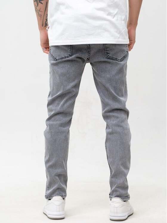 Jigga Wear Jigga Wear Jeansy KLASYCZNE Sprane Mini Haft Logo 34 Czarny Regular Fit