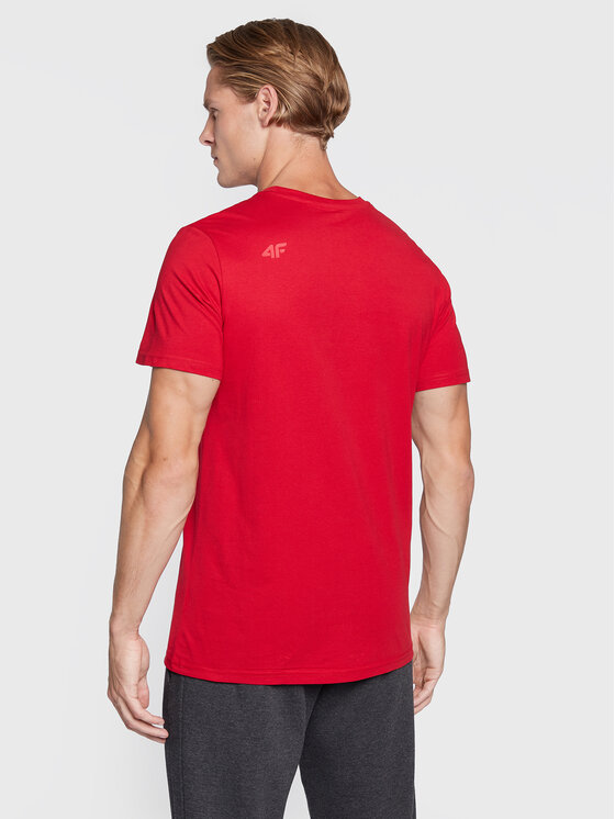 4F 4F T-Shirt H4Z22-TSM352 Czerwony Regular Fit