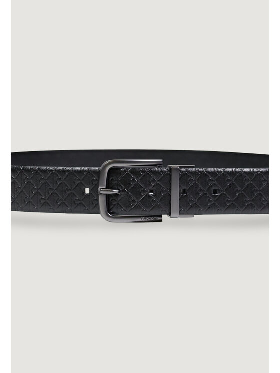 Calvin Klein Calvin Klein Ζώνη Ανδρική ROUND BUCKLE SMOOTH W/ AOP 35MM Μαύρο