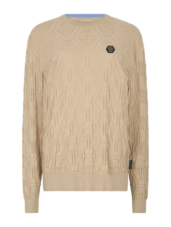 PHILIPP PLEIN PHILIPP PLEIN Sweter 29913 Beżowy Regular Fit