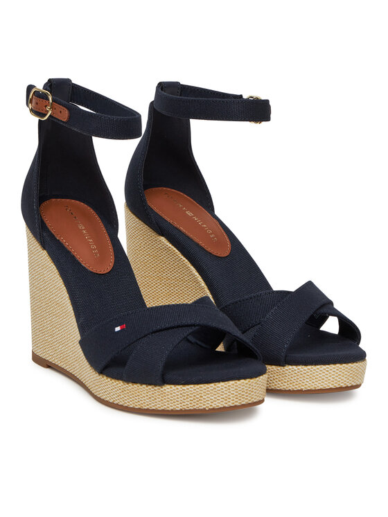 Tommy Hilfiger Tommy Hilfiger Sandály Flag High Wedge Espad Crisscross FW0FW08661 Tmavomodrá