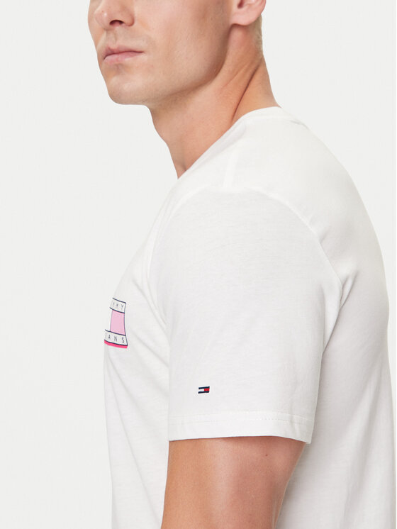 Tommy Jeans Tommy Jeans Tricou Pop Color Flag DM0DM21577 Alb Regular Fit